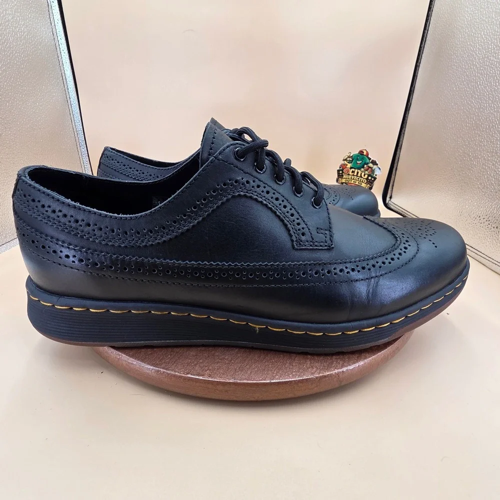 Dr. Martens Gabe Wingtip Brogue Black Leather Shoes SoftWair Mens 14 AW004